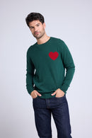 Pull Col Rond Love Heritage Zemir - Vert Bouteille Rouge