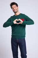 Pull Col Rond Love Heritage Zemir - Vert Bouteille Rouge