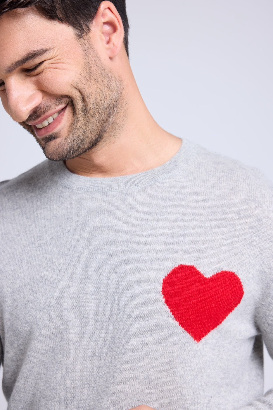 Jersey de Cuello Redondo Love Heritage Zemir - Gris Claro Rojo