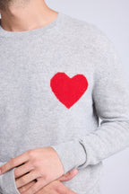 Jersey de Cuello Redondo Love Heritage Zemir - Gris Claro Rojo