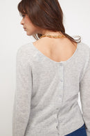 Pull Réversible A Boutons Zenia - Gris Perle - 100% Cachemire Oeko-Tex - Femme