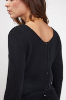 Pull Réversible A Boutons Zenia - Noir - 100% Cachemire Oeko-Tex - Femme