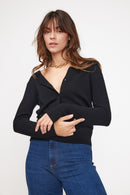 Pull Réversible A Boutons Zenia - Noir - 100% Cachemire Oeko-Tex - Femme