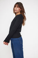 Zenia Reversible Button Sweater - Black - 100% Cashmere Oeko-Tex - Woman