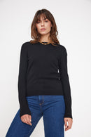 Zenia Reversible Button Sweater - Black - 100% Cashmere Oeko-Tex - Woman