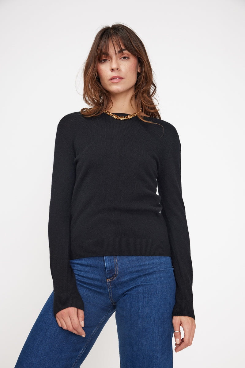 Pull Réversible A Boutons Zenia - Noir - 100% Cachemire Oeko-Tex - Femme