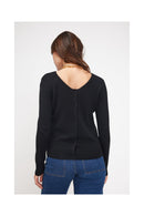 Zenia Reversible Button Sweater - Black - 100% Cashmere Oeko-Tex - Woman