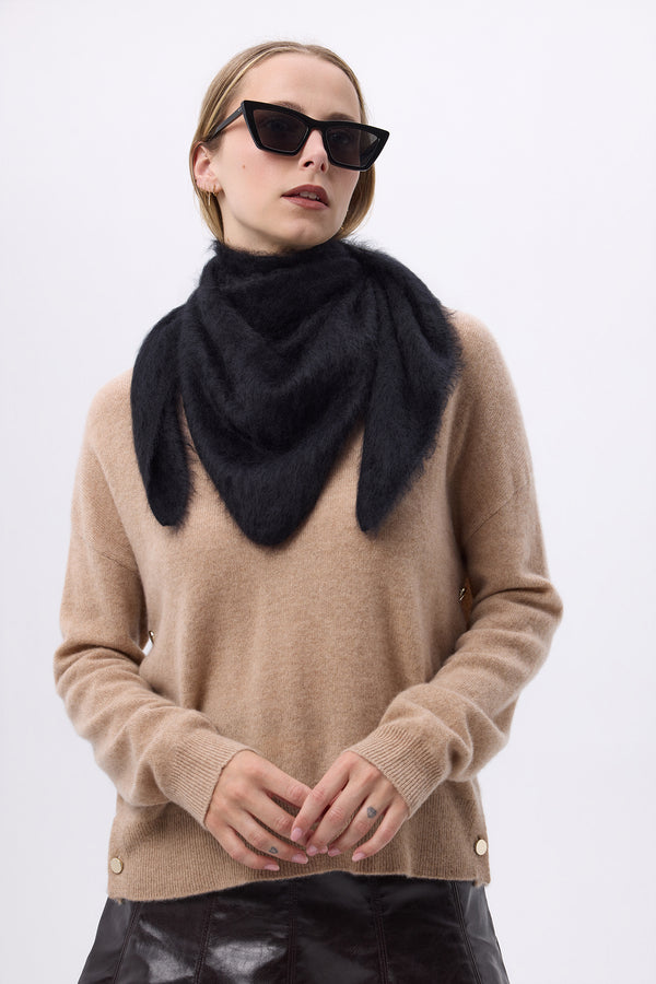 Oversized Bandana Triangle – Brushed Cashmere Bandana Zeno - Noir - Femme