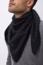 Bandana triangular oversize – Bandana Zeno de cachemira cepillada - Negro - Hombre