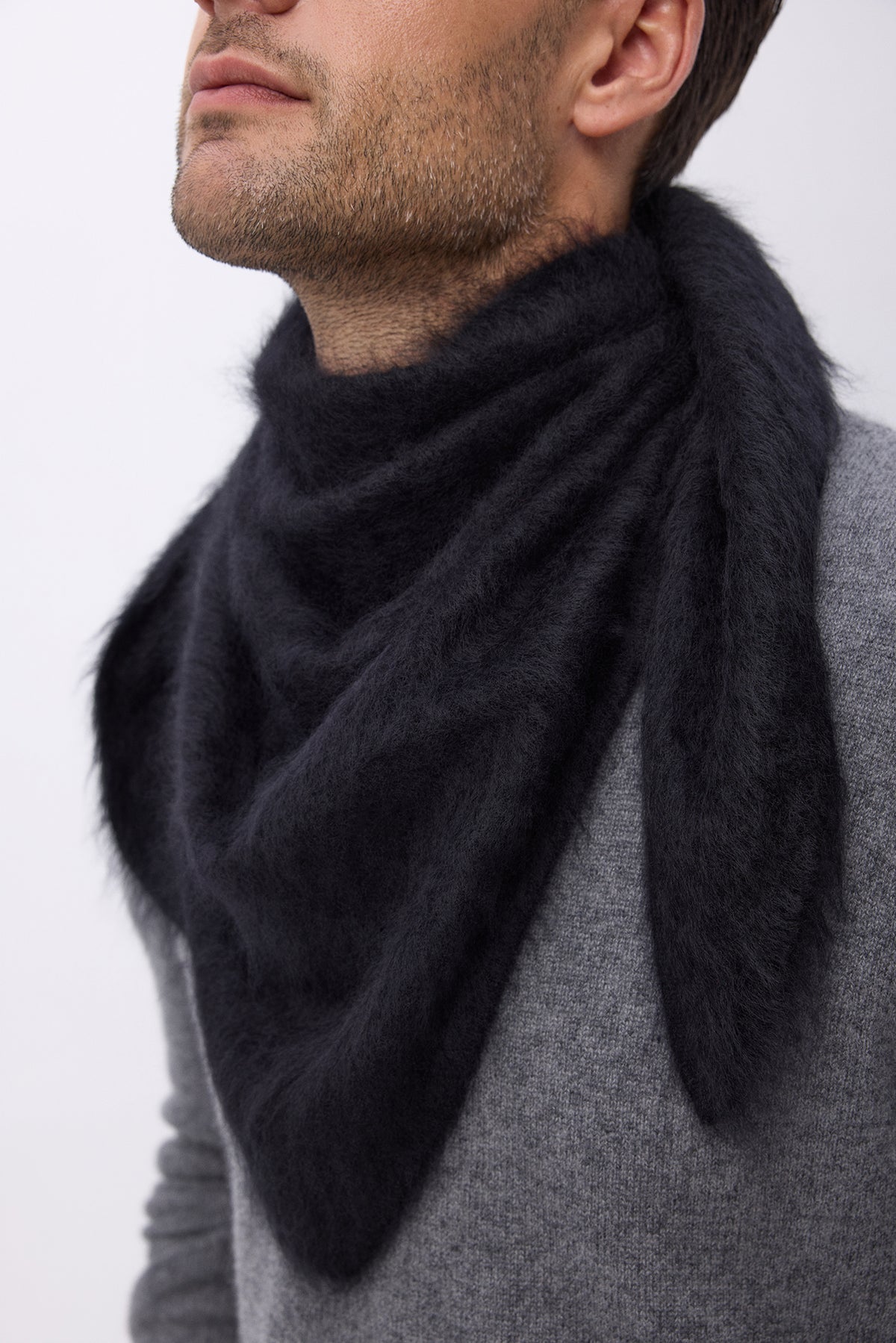 Bandana triangular oversize – Bandana Zeno de cachemira cepillada - Negro - Hombre