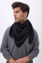 Bandana triangular oversize – Bandana Zeno de cachemira cepillada - Negro - Hombre
