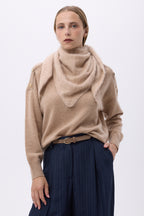 Oversized Bandana Triangle – Brushed Cashmere Bandana Zeno - Beige Creme - Femme