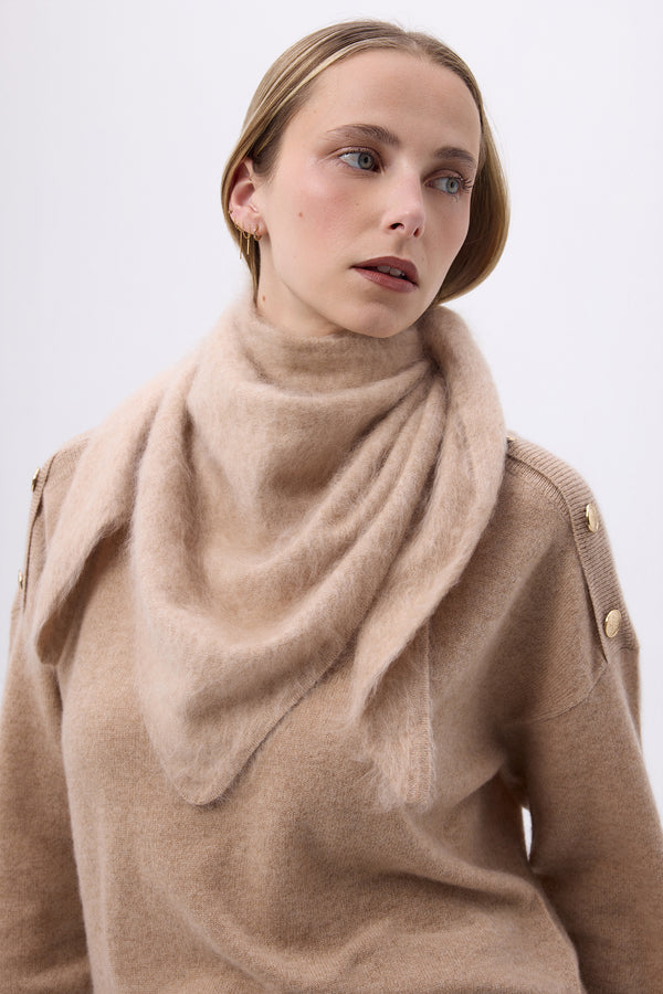 Oversized Bandana Triangle – Brushed Cashmere Bandana Zeno - Beige Creme - Femme
