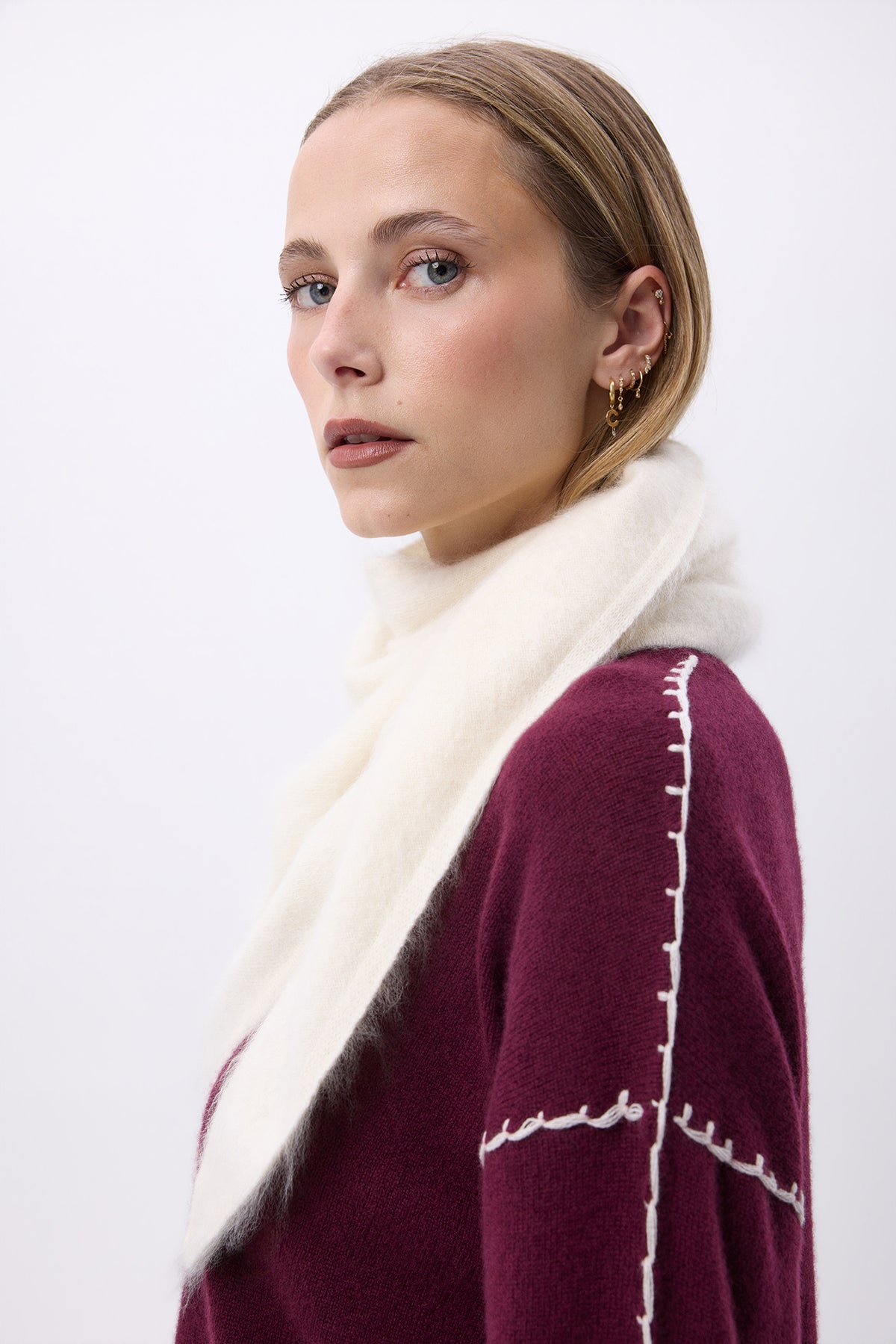 Oversized Bandana Triangle – Brushed Cashmere Bandana Zeno - Blanc - Femme