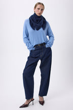 Oversized Bandana Triangle – Brushed Cashmere Bandana Zeno - Bleu Marine - Femme