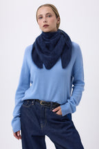 Oversized Bandana Triangle – Brushed Cashmere Bandana Zeno - Bleu Marine - Femme