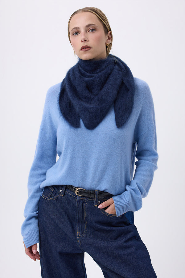 Oversized Bandana Triangle – Brushed Cashmere Bandana Zeno - Bleu Marine - Femme