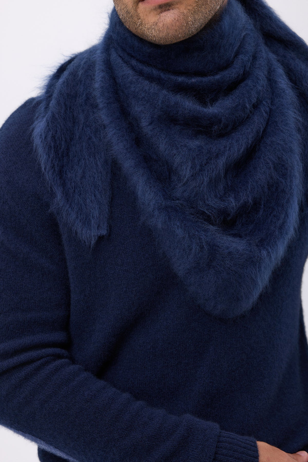 Oversized Bandana Triangle – Brushed Cashmere Bandana Zeno - Bleu Marine - Homme
