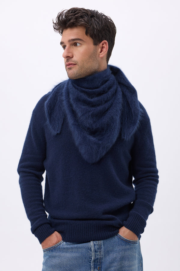 Oversized Bandana Triangle – Børstet Kaskmirbandana Zeno - Marineblå - Mænd