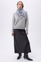 Trójkątna Apaszka Bandana Oversize – Czesany Kaszmir Bandana Zeno – Jasnoszary – Damska