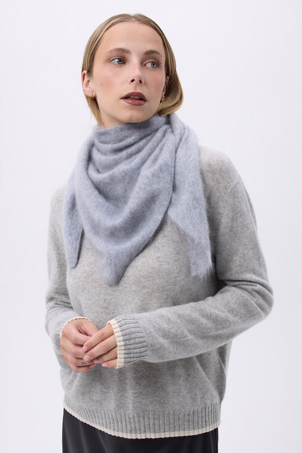 Oversized Bandana Triangle – Brushed Cashmere Bandana Zeno - Gris Clair - Femme