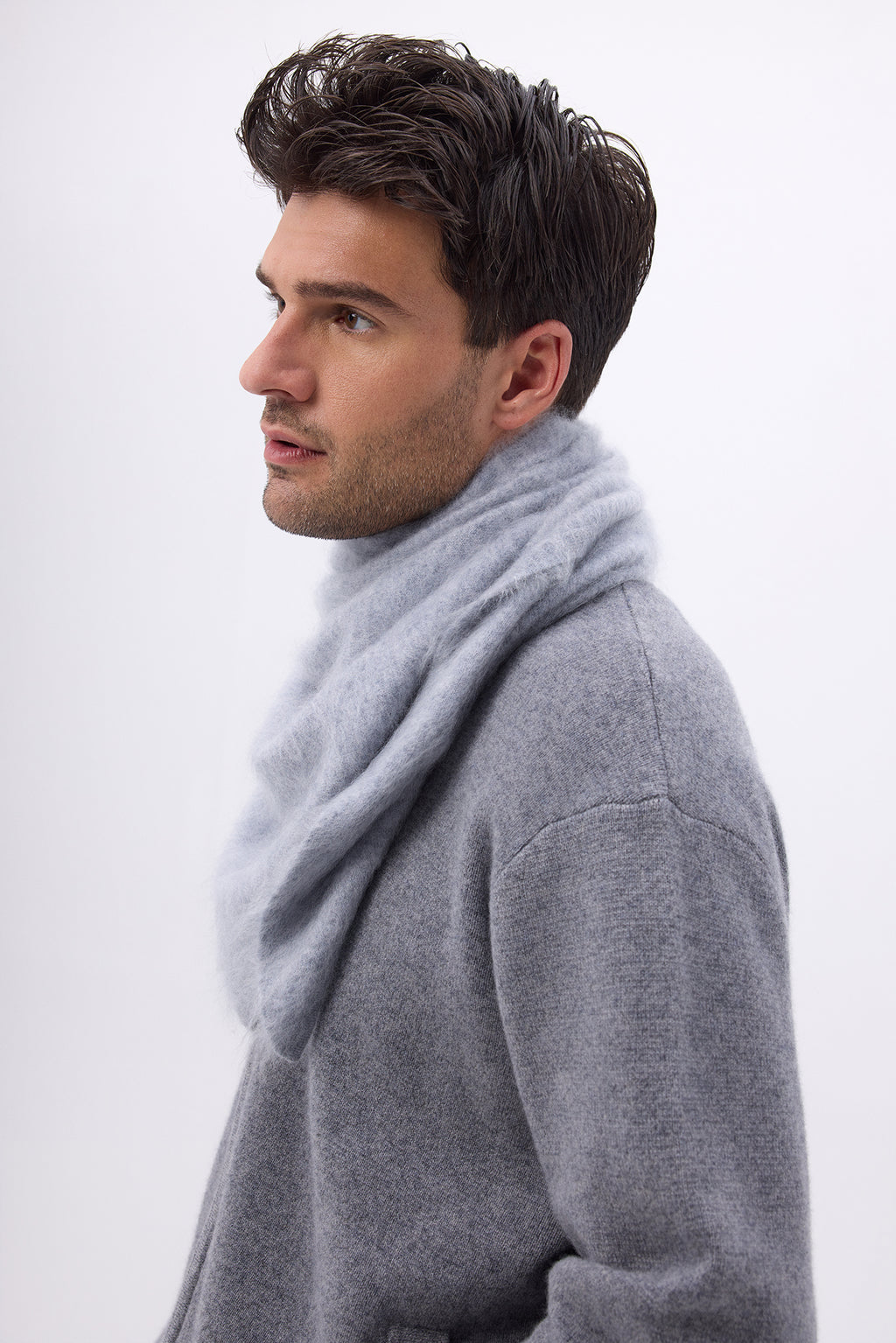 Oversized Bandana Triangle – Børstet Kashmir Bandana Zeno - Lysegrå - Mænd