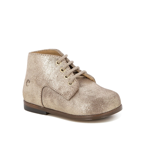 Pom d'Api – Clotaire - Zeus Derby - Taupe/Platine, chaussure montante pour enfant, couleur or, vue de face