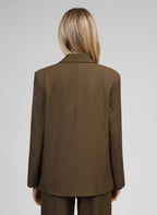 An'ge – Veste Ziani Militaire, mannequin de dos portant un blazer marron foncé en laine