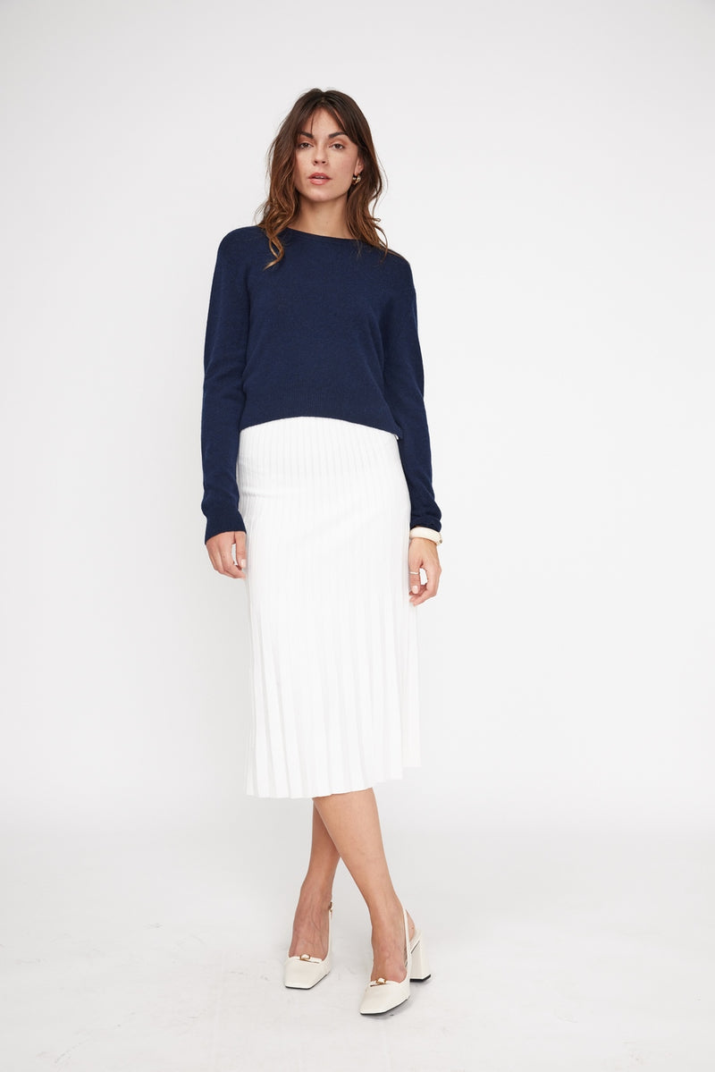 Pull Boxy Col Rond Zia - Bleu Marine - 100% Cachemire Oeko-Tex - Femme