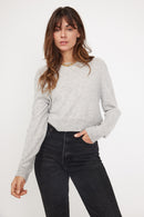 Zia Round Neck Boxy Sweater - Gris Perla - 100% Cachemira Oeko-Tex - Mujer