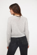 Zia Round Neck Boxy Sweater - Gris Perla - 100% Cachemira Oeko-Tex - Mujer