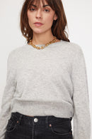 Zia Round Neck Boxy Sweater - Gris Perla - 100% Cachemira Oeko-Tex - Mujer