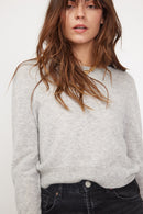 Boxy Zia Round Neck Sweater - Pearl Grey - 100% Oeko-Tex Cashmere - Woman