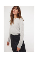 Pull Boxy Col Rond Zia - Gris Perle - 100% Cachemire Oeko-Tex - Femme