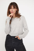 Pull Boxy Col Rond Zia - Gris Perle - 100% Cachemire Oeko-Tex - Femme