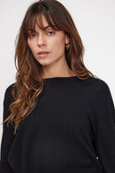 Pull Boxy Col Rond Zia - Noir - 100% Cachemire Oeko-Tex - Femme