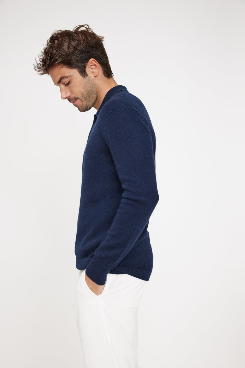 Pull Col Polo Zidane - Bleu Marine