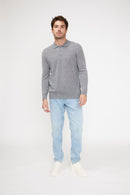 Pull Col Polo Zidane - Gris Fonce - 100% Cachemire Oeko-Tex - Homme