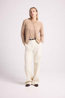 Cardigan Col Rond Zika - New Beige Creme - 100% Cachemire Oeko-Tex - Femme