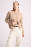 Cardigan Col Rond Zika - New Beige Creme - 100% Cachemire Oeko-Tex - Femme