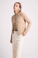 Cardigan Col Rond Zika - New Beige Creme - 100% Cachemire Oeko-Tex - Femme