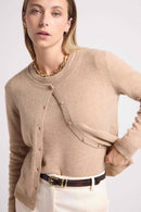 Cardigan Col Rond Zika - New Beige Creme - 100% Cachemire Oeko-Tex - Femme