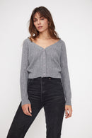 Boxy Zikaria V-Neck Twisted Cardigan - Gris oscuro - 100% Oeko-Tex Cashmere - Mujer