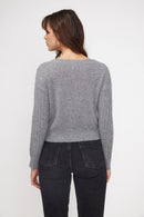 Boxy Zikaria V-Neck Twisted Cardigan - Gris oscuro - 100% Oeko-Tex Cashmere - Mujer