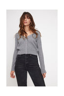 Boxy Zikaria V-Neck Twisted Cardigan - Dark Grey - 100% Cashmere Oeko-Tex - Woman