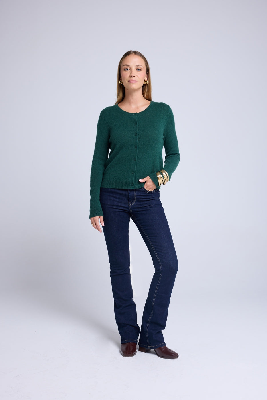 Cardigan Girocollo Zika - Verde Bottiglia