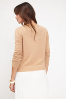 Zika Round Neck Cardigan - Beige - 100% Cashmere Oeko-Tex - Woman