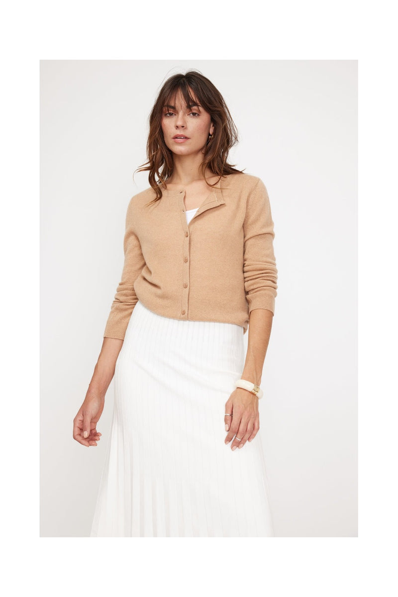 Cardigan Col Rond Zika - Beige - 100% Cachemire Oeko-Tex - Femme