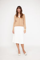 Zika Round Neck Cardigan - Beige - 100% Cashmere Oeko-Tex - Woman