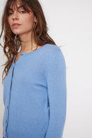 Cardigan Col Rond Zika - Bleu Ciel - 100% Cachemire Oeko-Tex - Femme